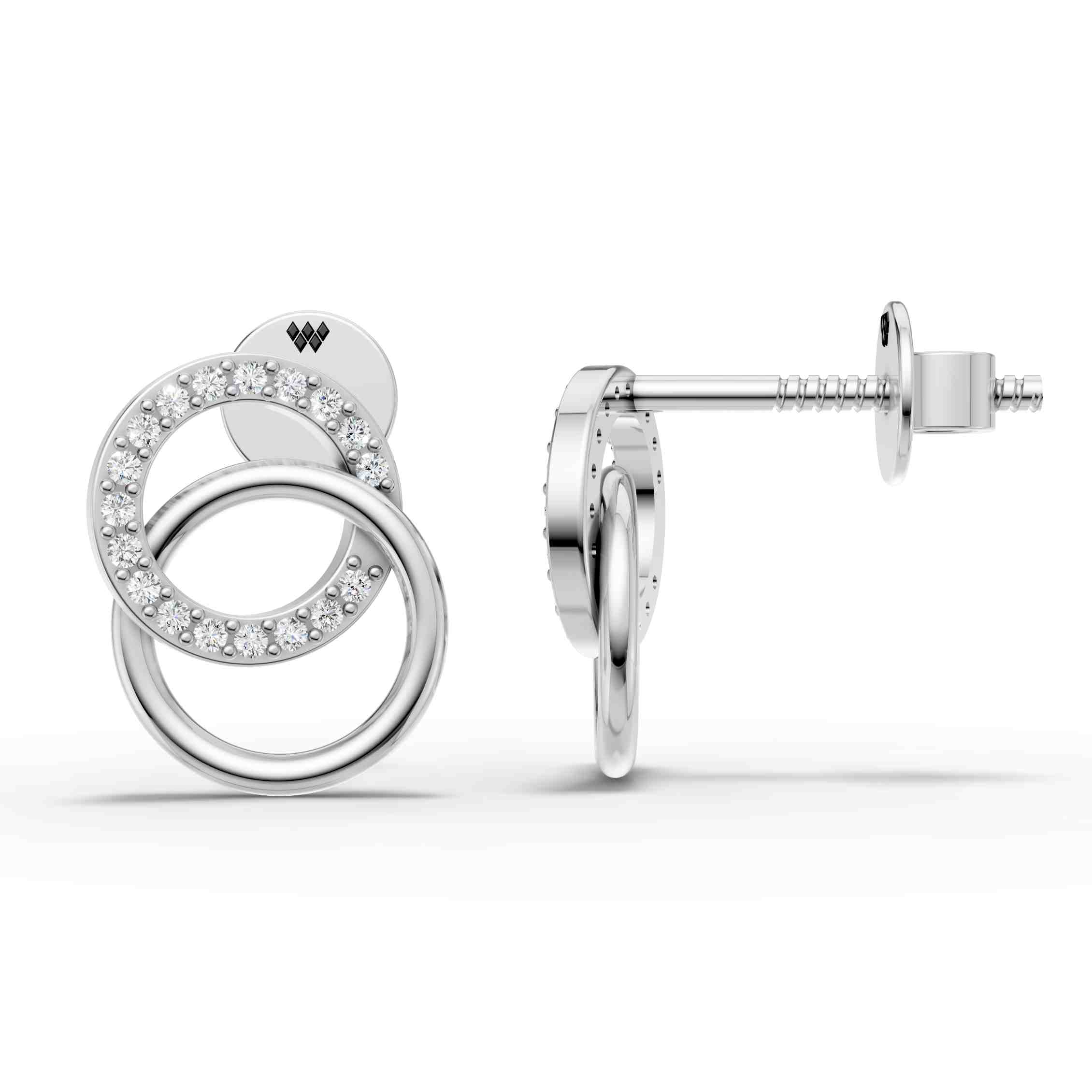 Interlocking Circle Diamond Drop Earrings